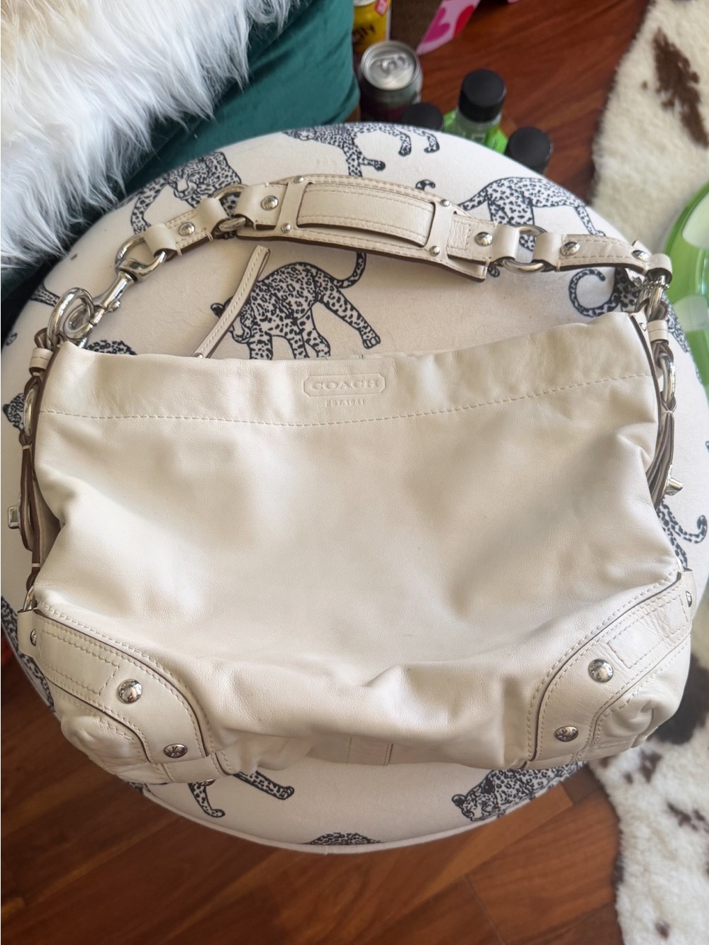 Coach Cream Leather Coach Carly Bag!